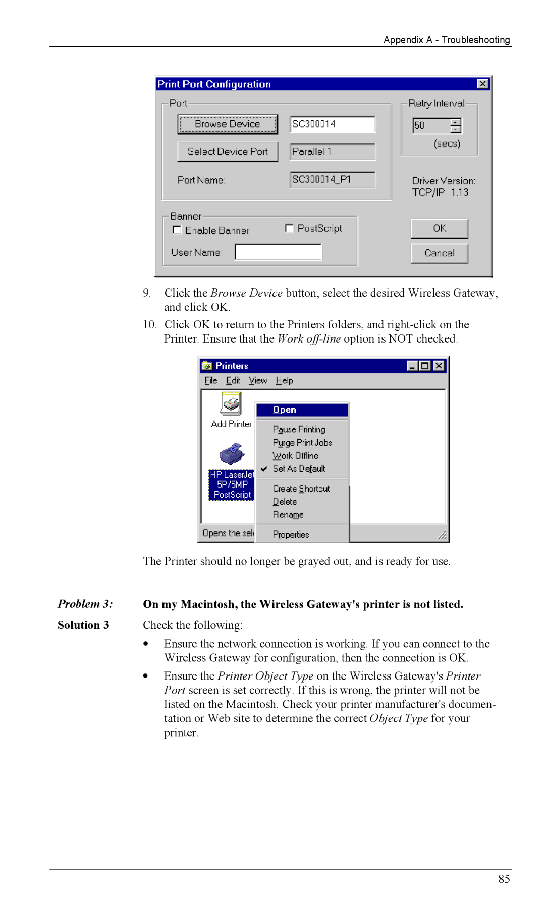 Milan Technology MIL-W1311, MIL-W0311 manual Appendix a Troubleshooting 