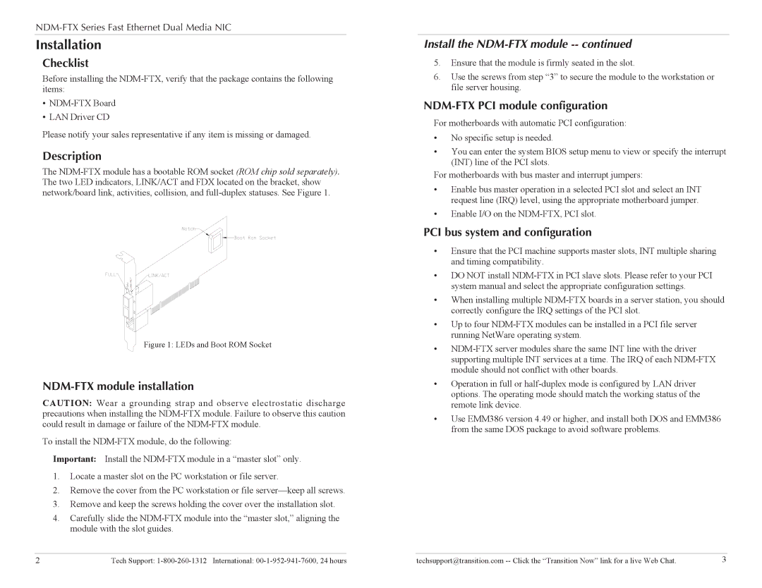 Milan Technology NDM-FTX-XX-01 specifications Installation 