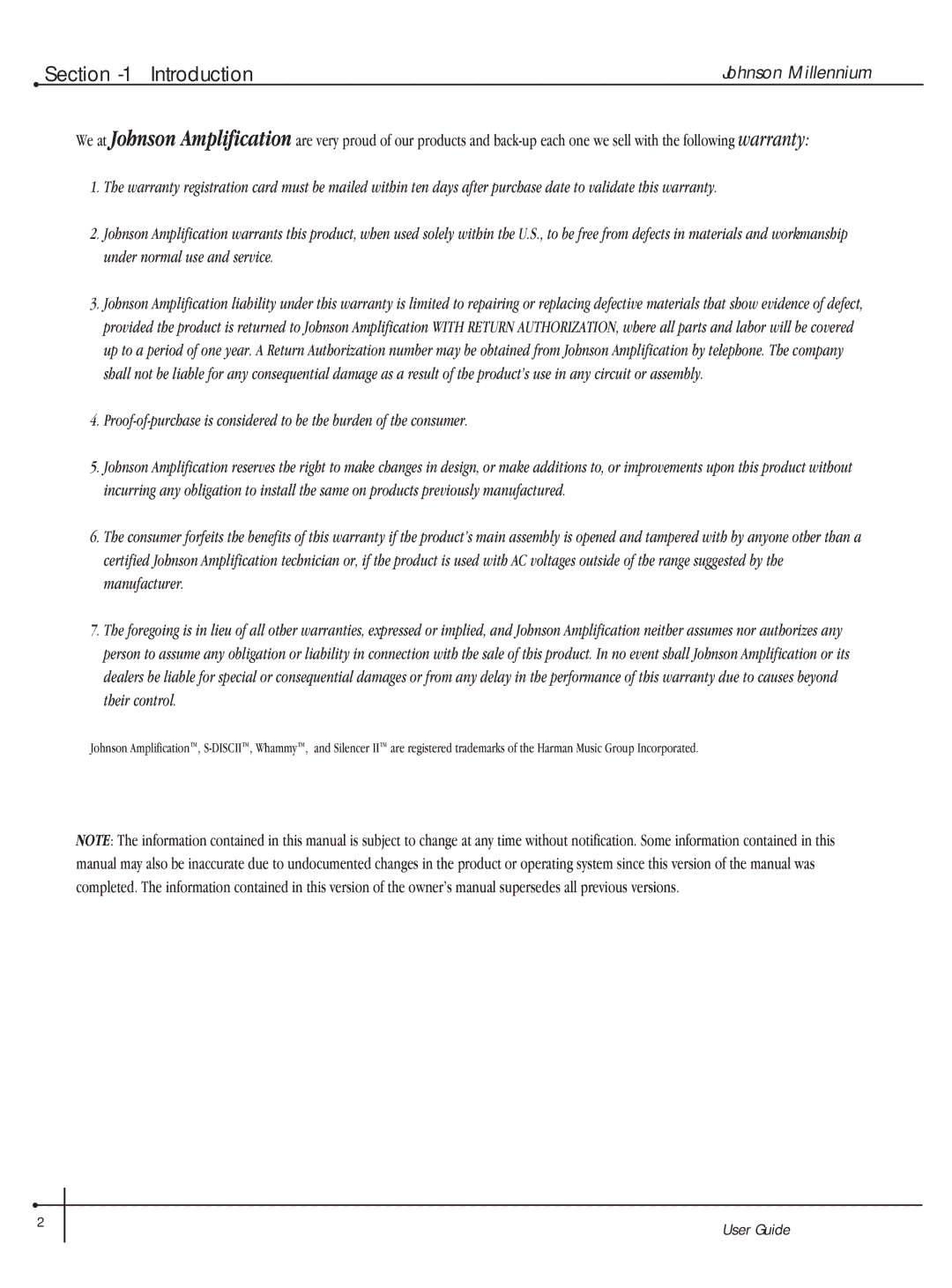 Millennium Enterprises Integrated Modeling Amplifier manual User Guide 