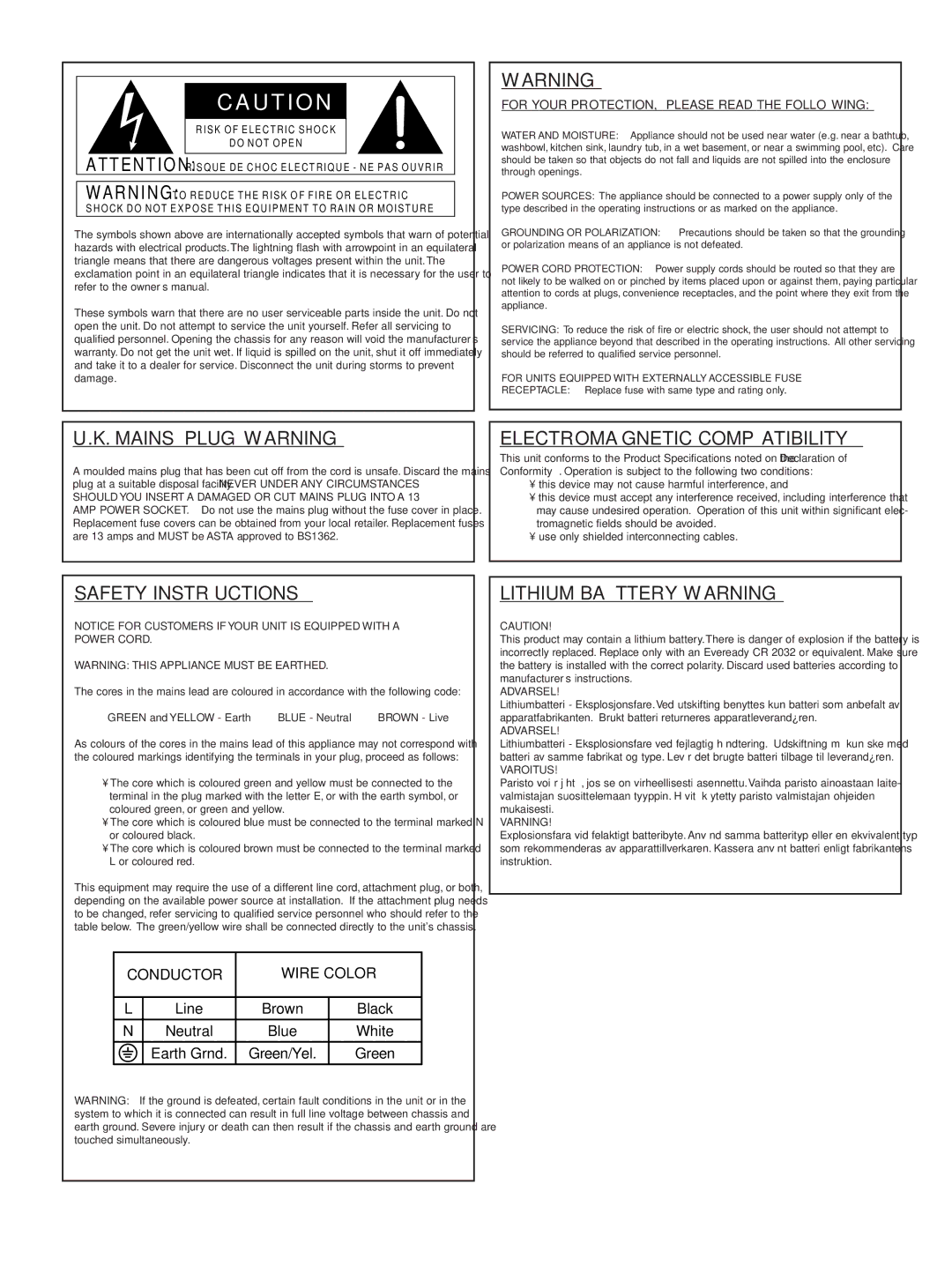 Millennium Enterprises Integrated Modeling Amplifier manual Mains Plug Warning 