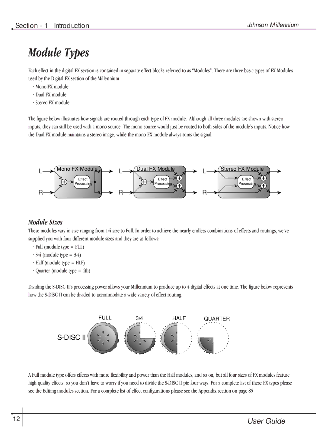 Millennium Enterprises Integrated Modeling Amplifier manual Module Types, Module Sizes 