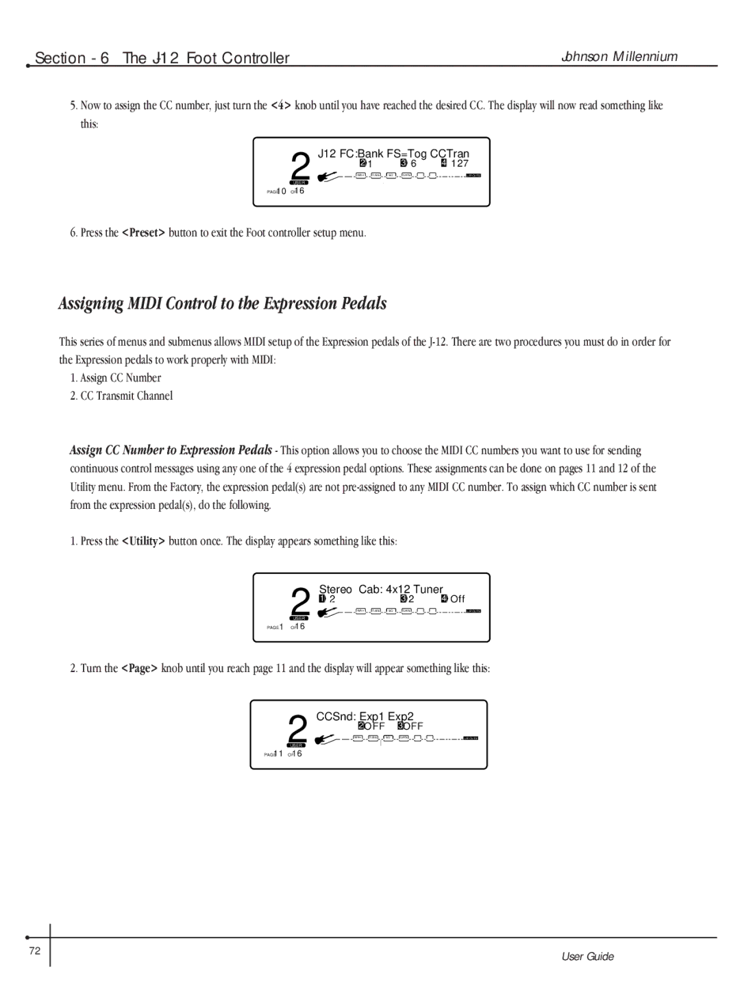 Millennium Enterprises Integrated Modeling Amplifier manual Assigning Midi Control to the Expression Pedals 