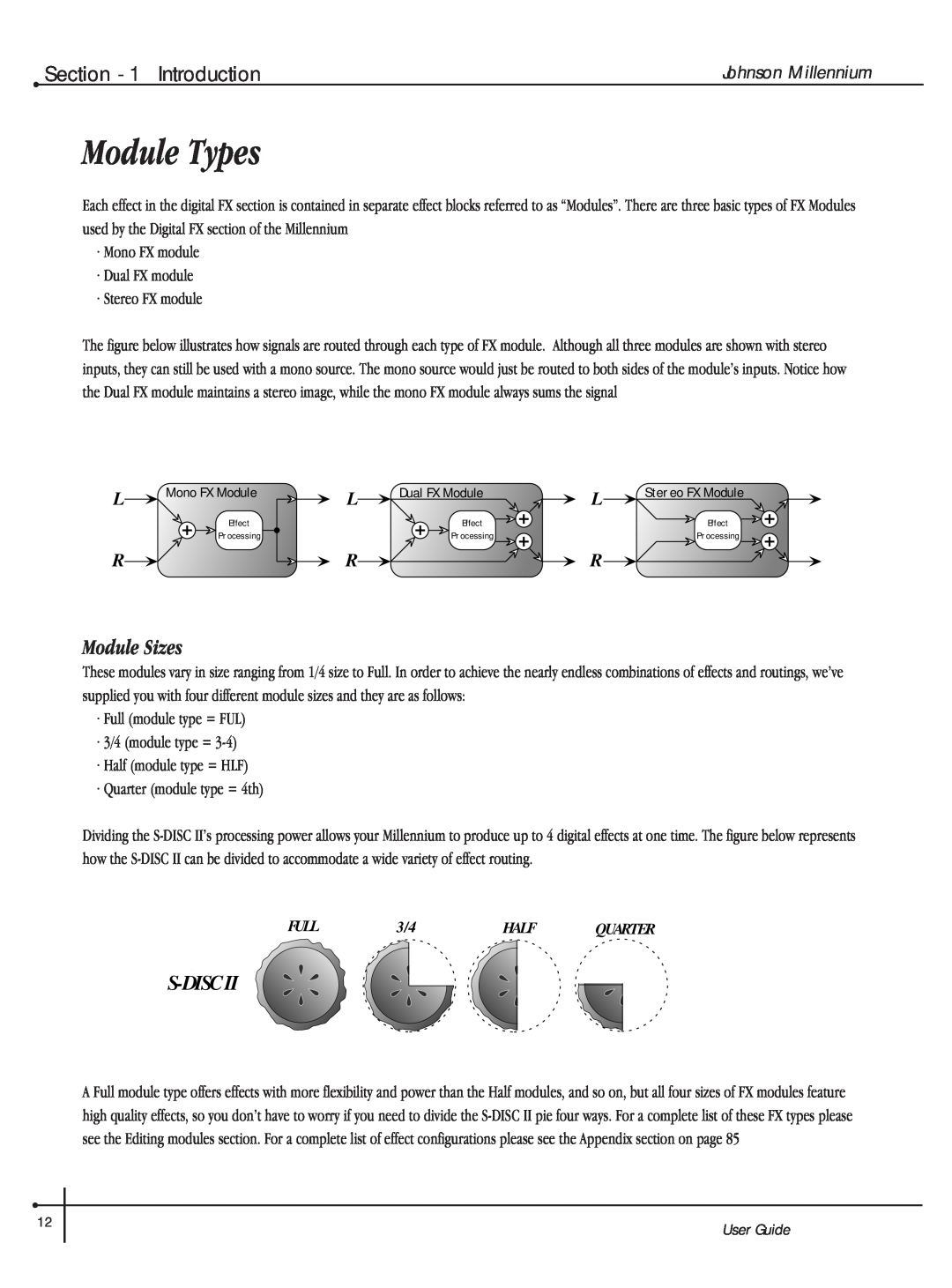 Millennium Enterprises Integrated Modeling Amplifier manual Module Types, Module Sizes, Introduction, User Guide, S-Discii 