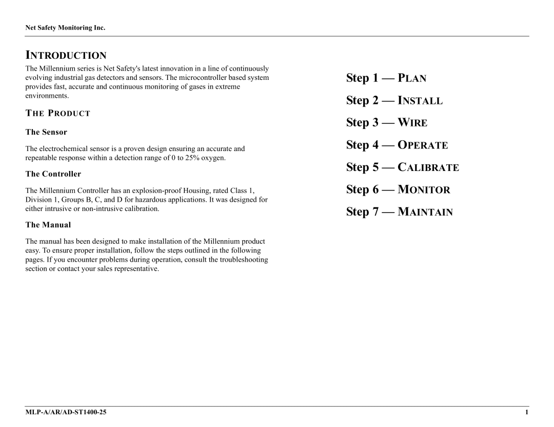 Millennium Enterprises MLP-A/AR, AD-ST1400-25 user manual Sensor, Controller, Manual, Product 