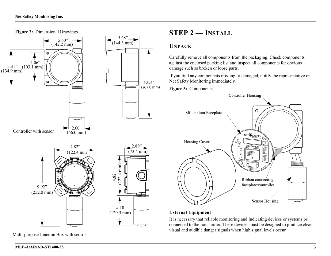 Millennium Enterprises MLP-A/AR, AD-ST1400-25 user manual Install, Unpack, External Equipment 