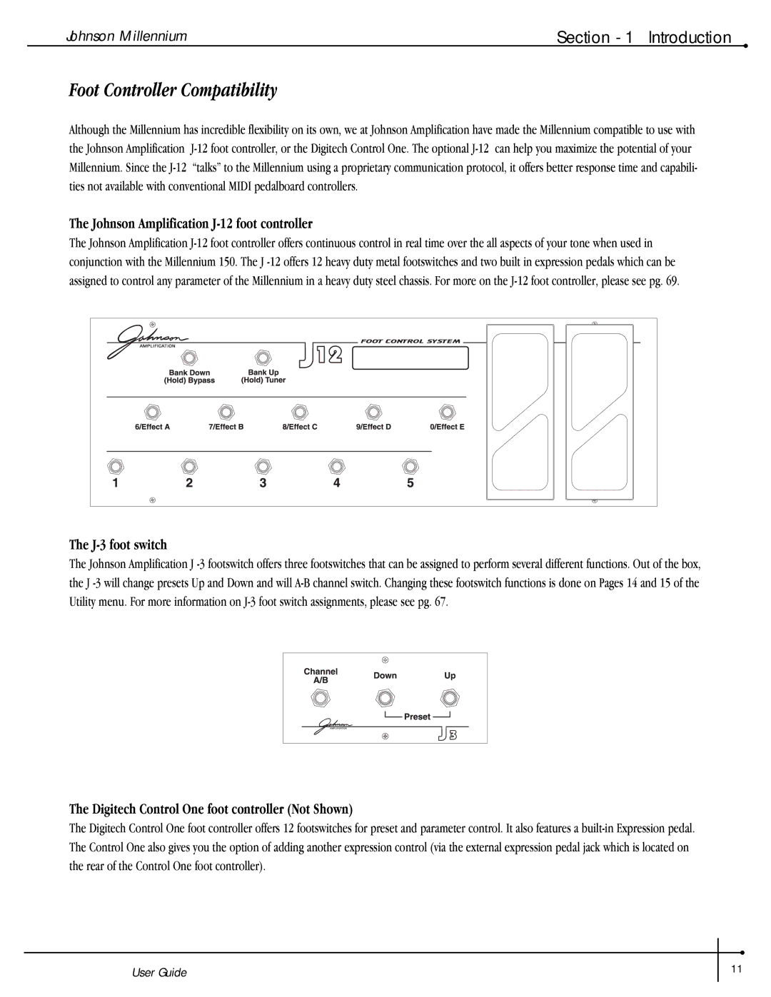 Millennium Enterprises Stereo150 manual Foot Controller Compatibility, Johnson Amplification J-12 foot controller 