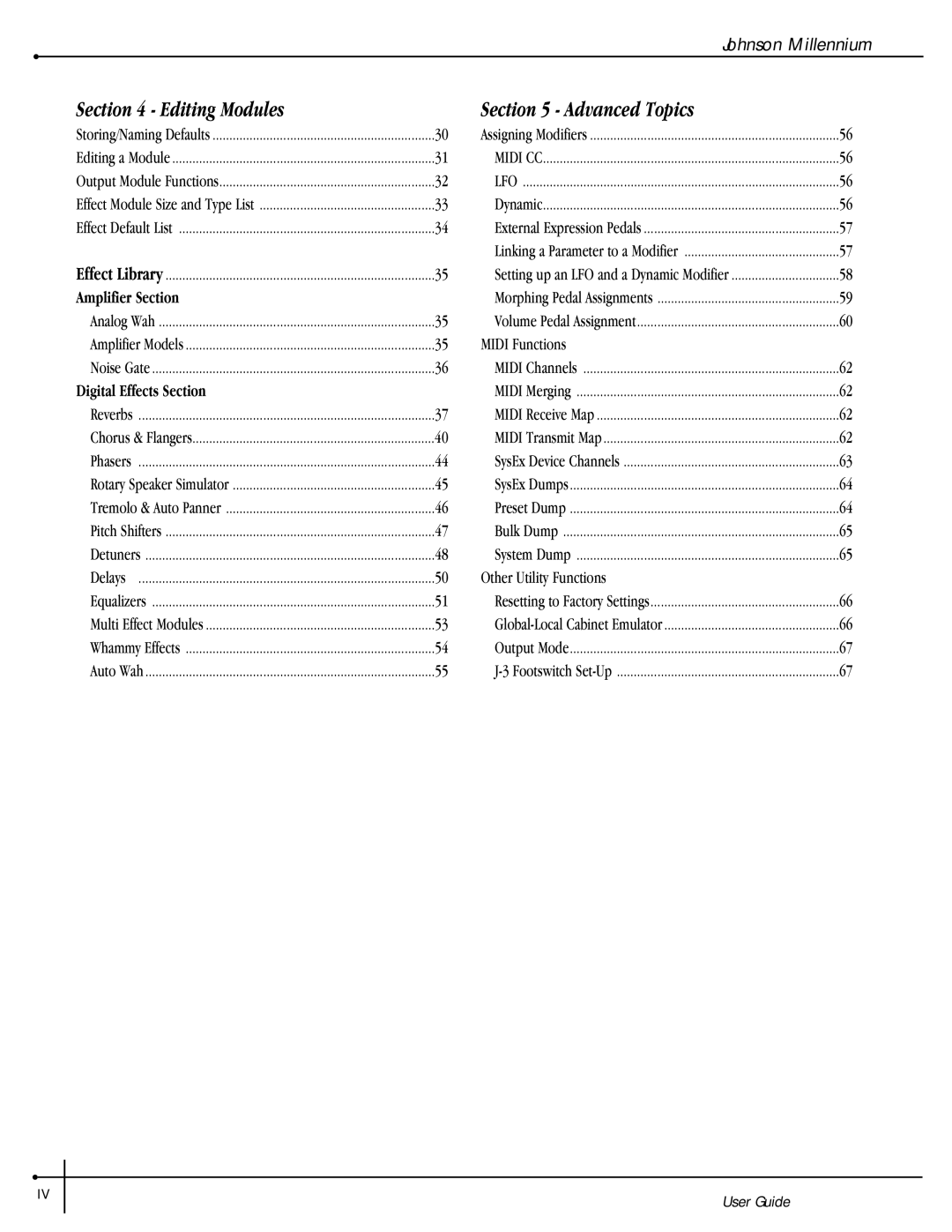 Millennium Enterprises Stereo150 manual Editing Modules Advanced Topics, Amplifier Section, Midi Functions 