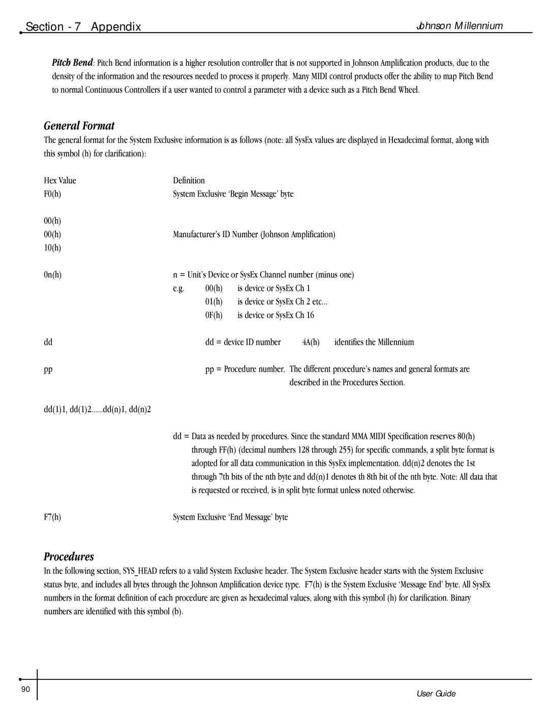 Millennium Enterprises Stereo150 manual General Format, Procedures 