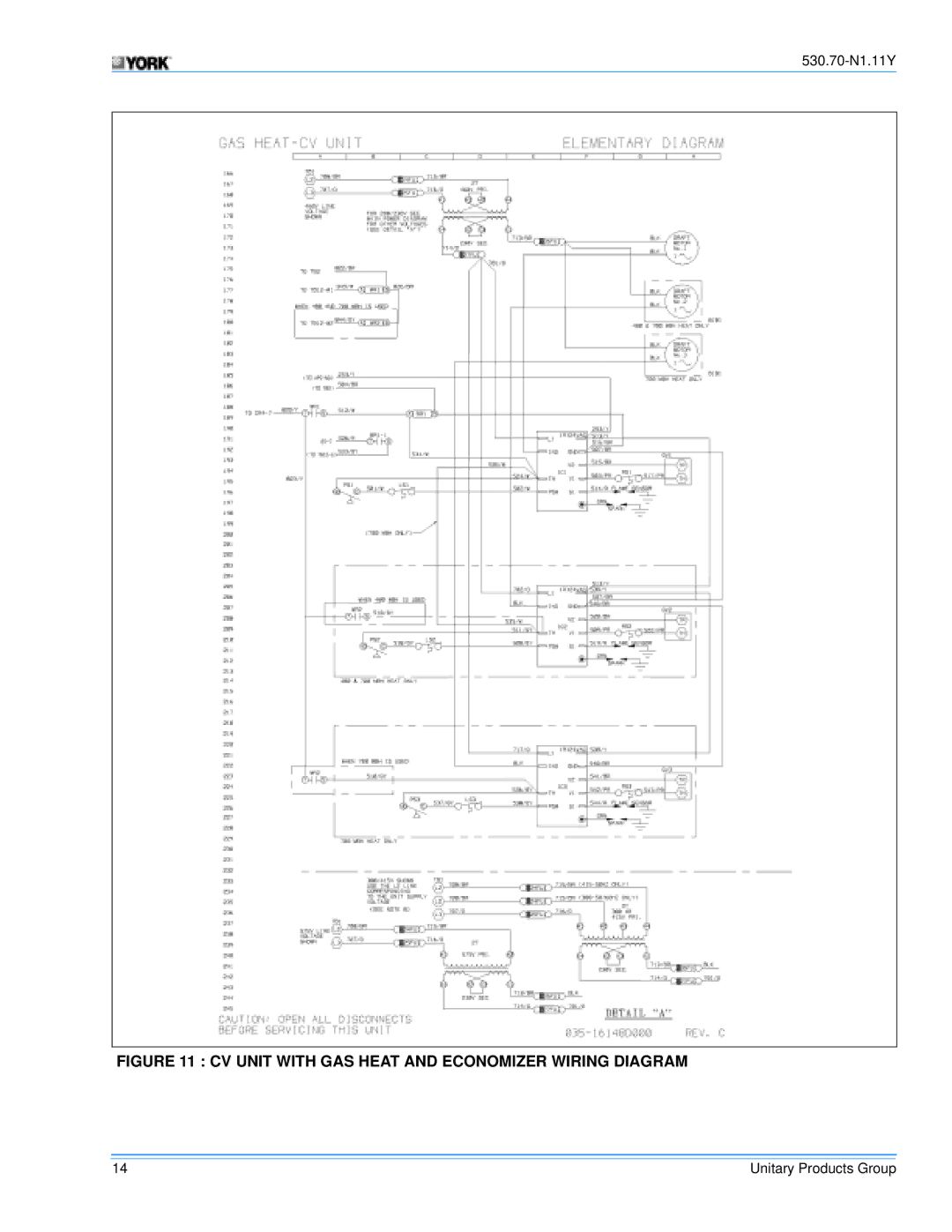 Millennium Enterprises STYLE A, Y13, Y14, STYLE B, STYLE C manual CV Unit with GAS Heat and Economizer Wiring Diagram 