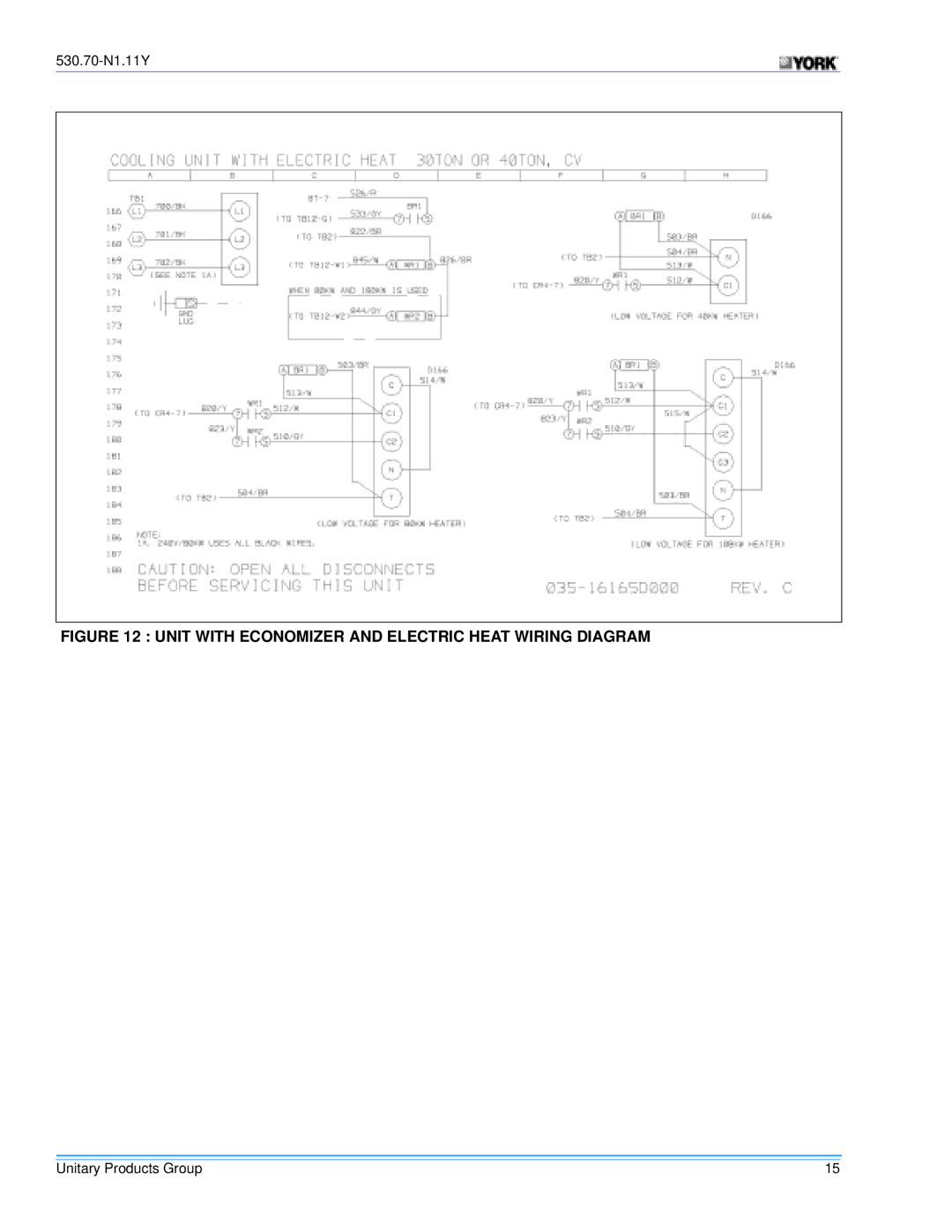 Millennium Enterprises Y13, Y14, STYLE B, STYLE C, STYLE A manual Unit with Economizer and Electric Heat Wiring Diagram 