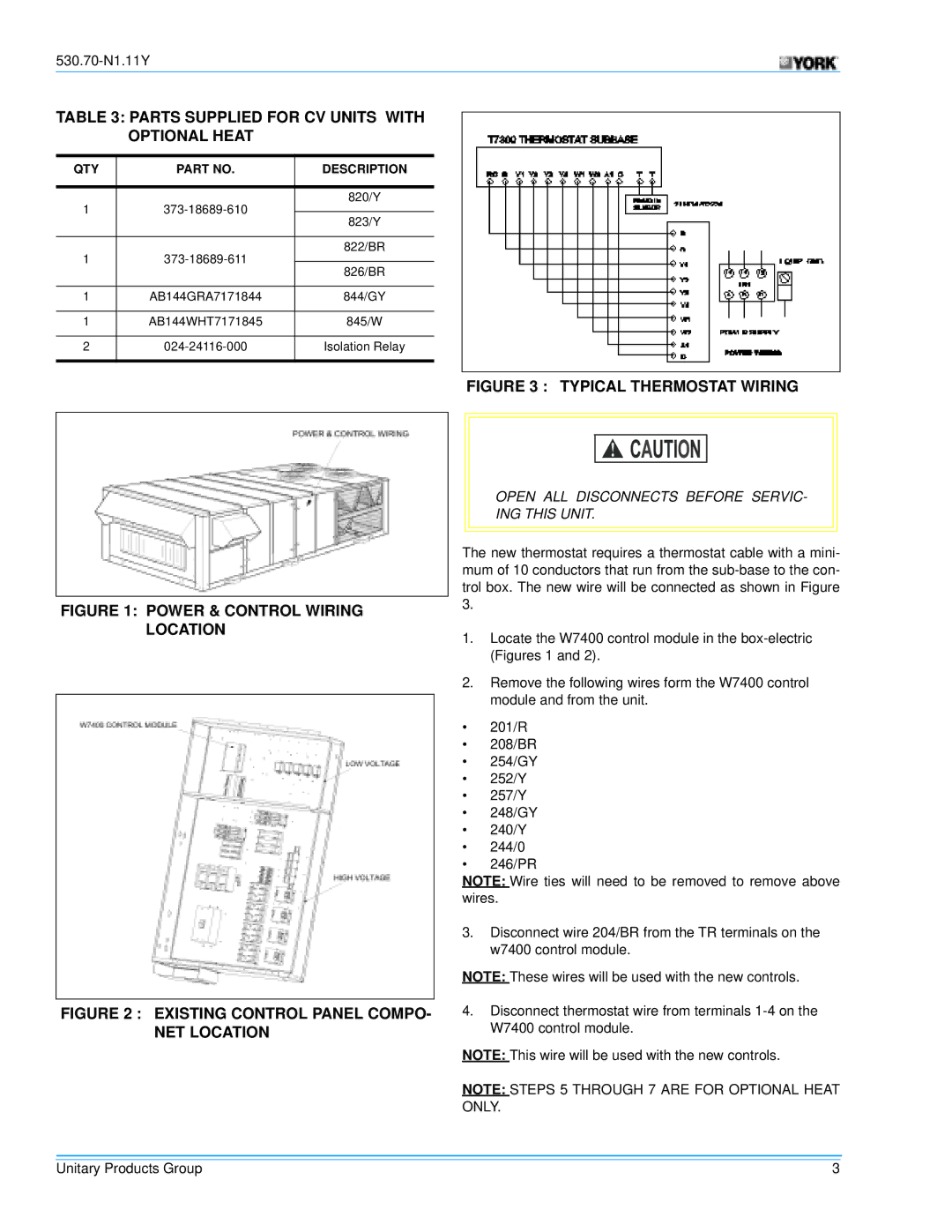 Millennium Enterprises STYLE C, Y13, Y14 Parts Supplied for CV Units with Optional Heat, Power & Control Wiring Location 