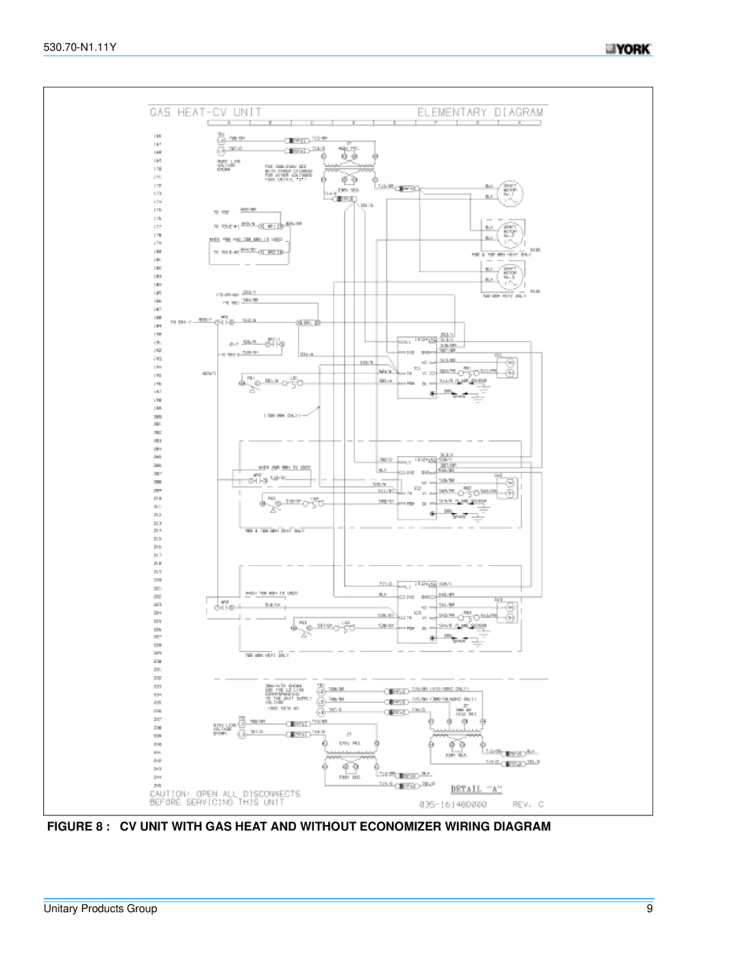 Millennium Enterprises STYLE A, Y13, Y14, STYLE B, STYLE C manual CV Unit with GAS Heat and Without Economizer Wiring Diagram 