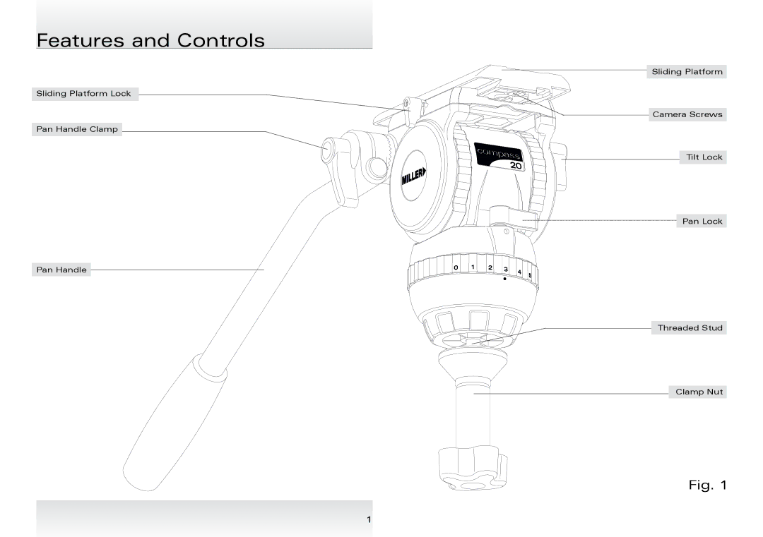 Miller Camera Support 1036 manual Features and Controls 