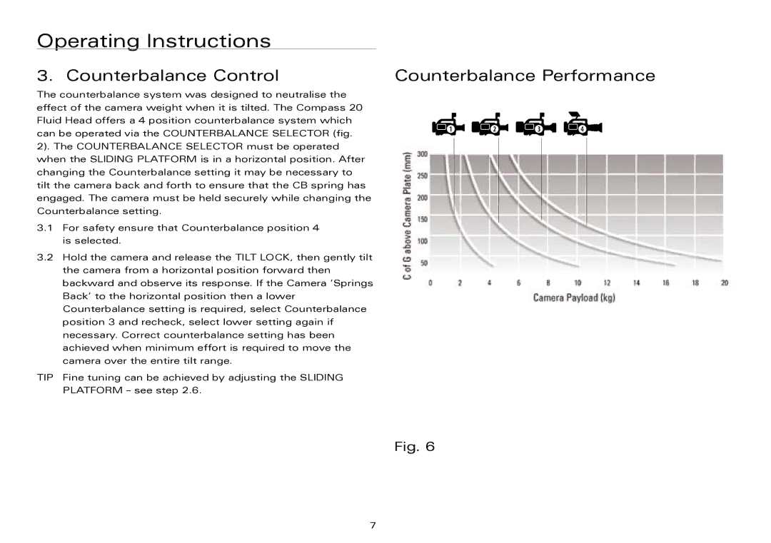 Miller Camera Support 1036 manual Counterbalance Control Counterbalance Performance 