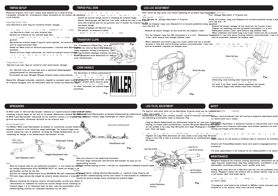 Miller Camera Support 1576 Tripod SET-UP, Tripod Pull Down, Transport Clips, LEG Lock Adjustment, Carry Handle, Spreaders 