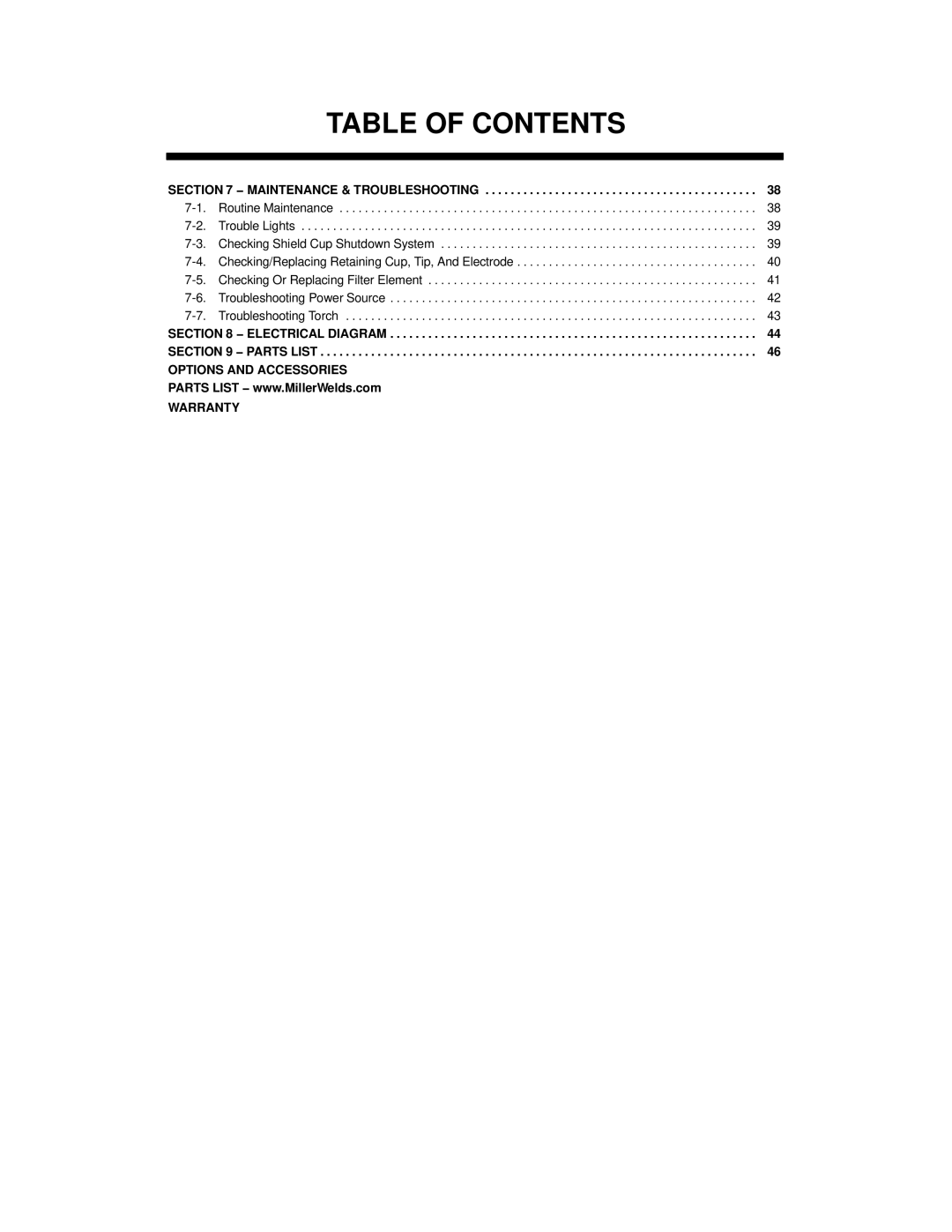 Miller Electric 1251, ICE-100TM manual Maintenance & Troubleshooting 