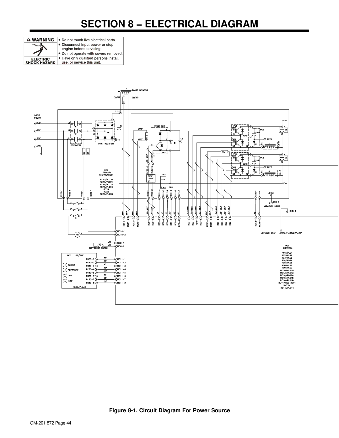 Miller Electric 1251, ICE-100TM manual Electrical Diagram, Circuit Diagram For Power Source 