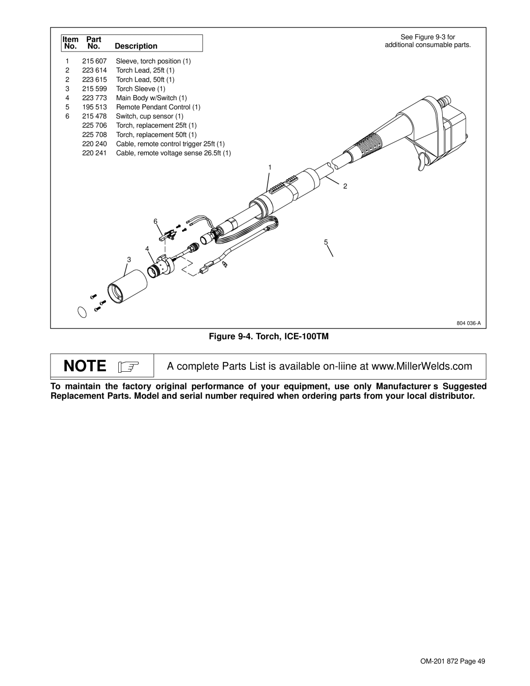 Miller Electric ICE-100TM, 1251 manual 804 036-A 