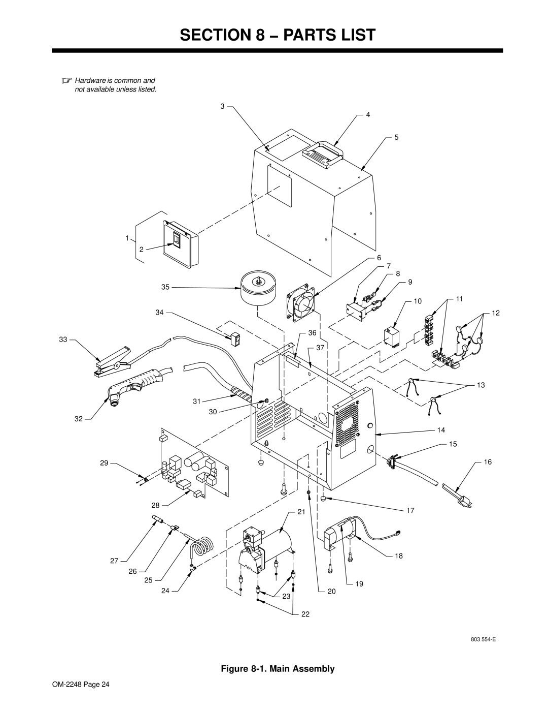 Miller Electric 125C, ICE-12C manual Parts List, Main Assembly 