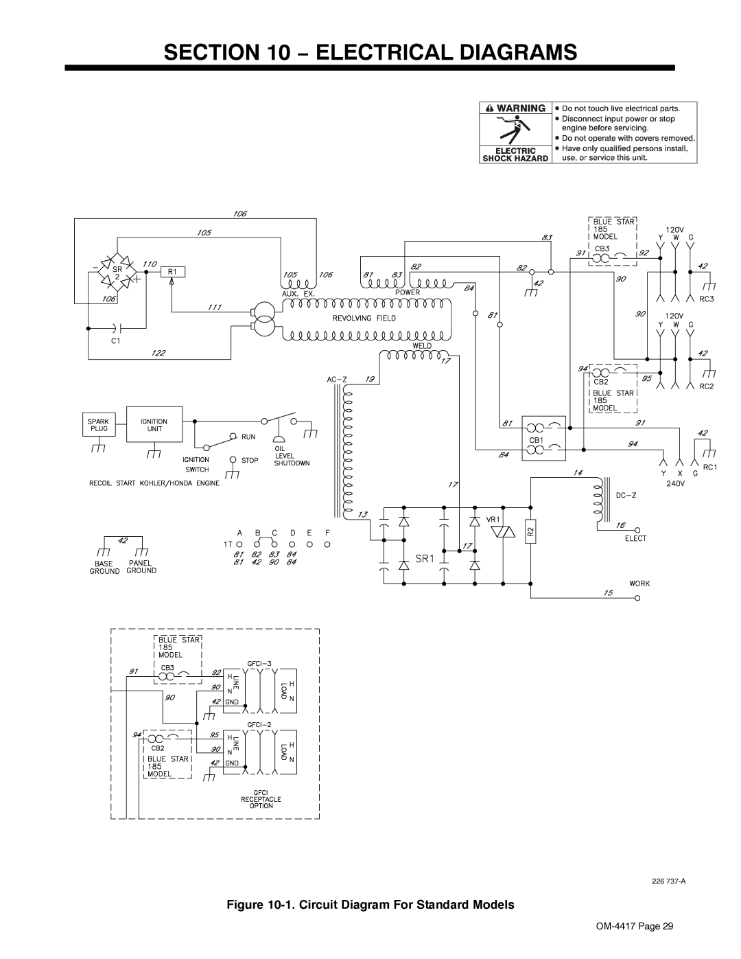 Miller Electric 145 DX manual Electrical Diagrams, Circuit Diagram For Standard Models 