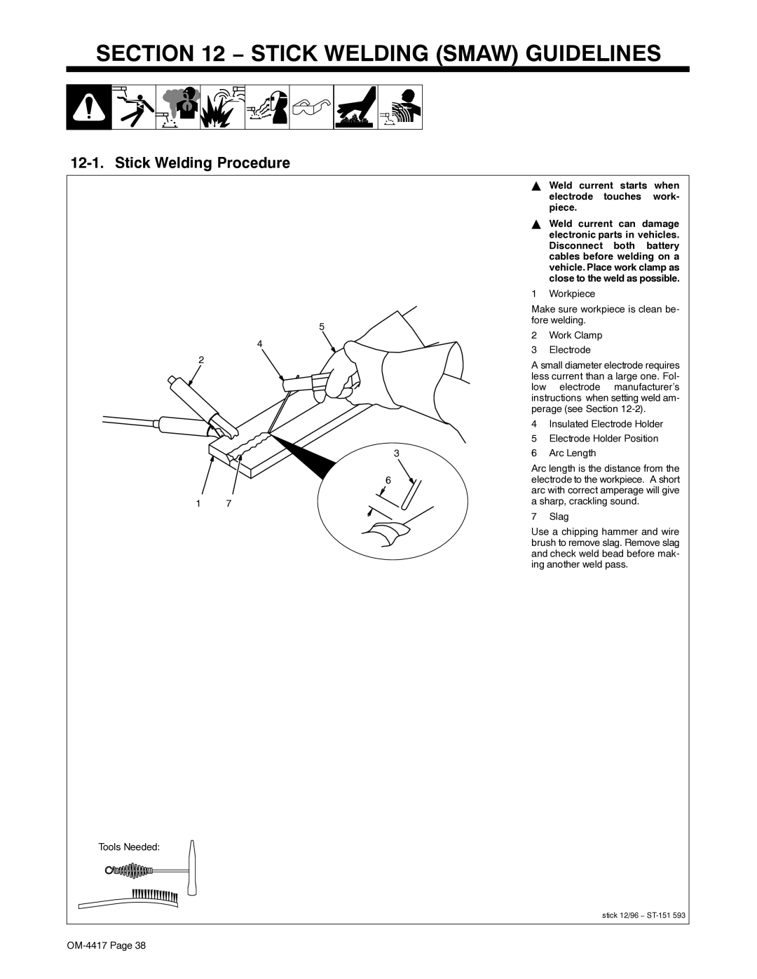 Miller Electric 145 DX manual Stick Welding Smaw Guidelines, Stick Welding Procedure 