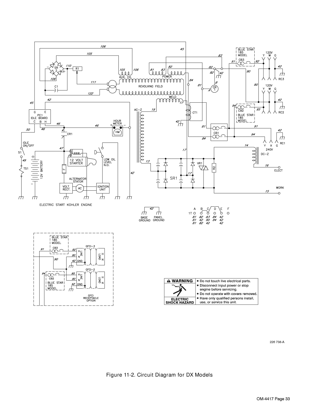 Miller Electric Blue Star 145, 145 DXR, 145 manual Circuit Diagram for DX Models 