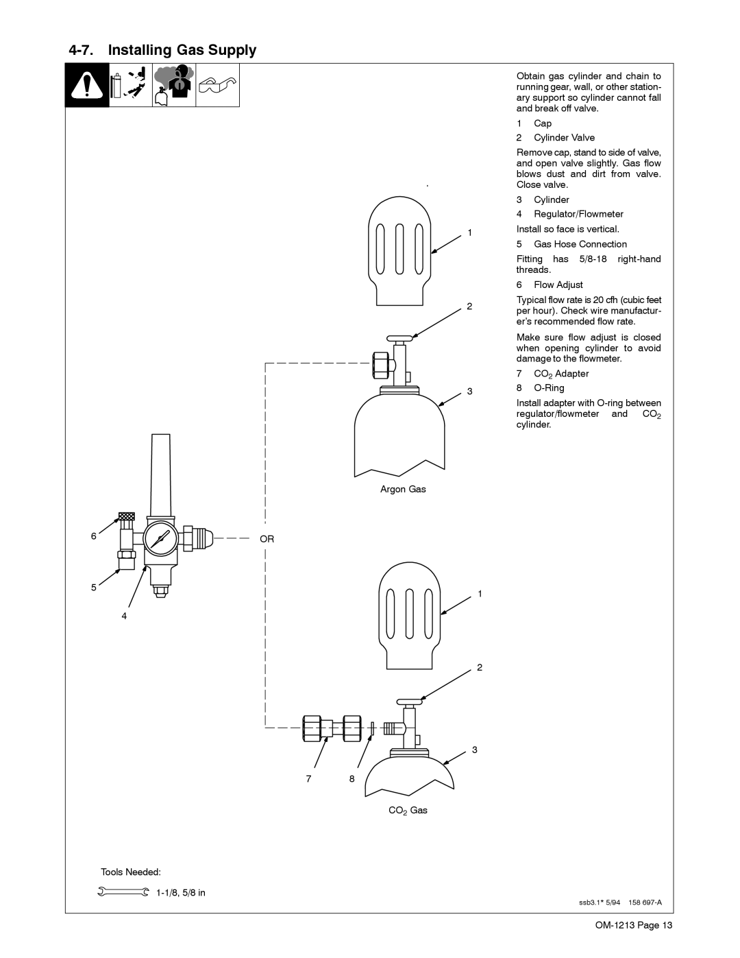 Miller Electric 30A, 15A manual Installing Gas Supply 