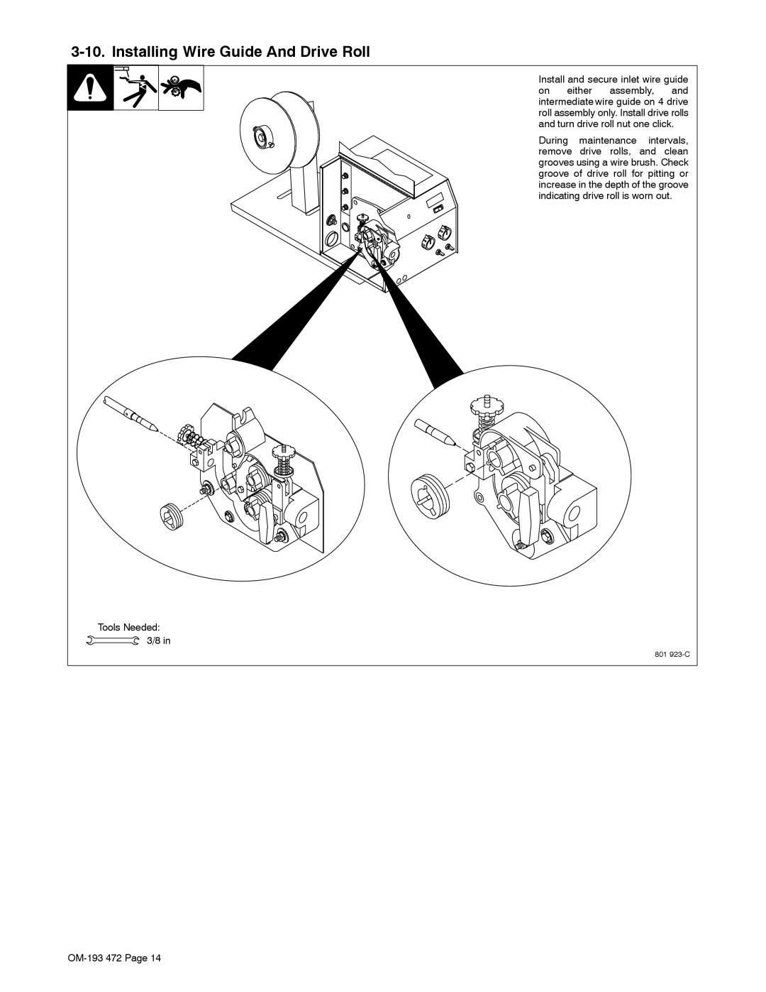 Miller Electric 24A, 22A manual Installing Wire Guide And Drive Roll 