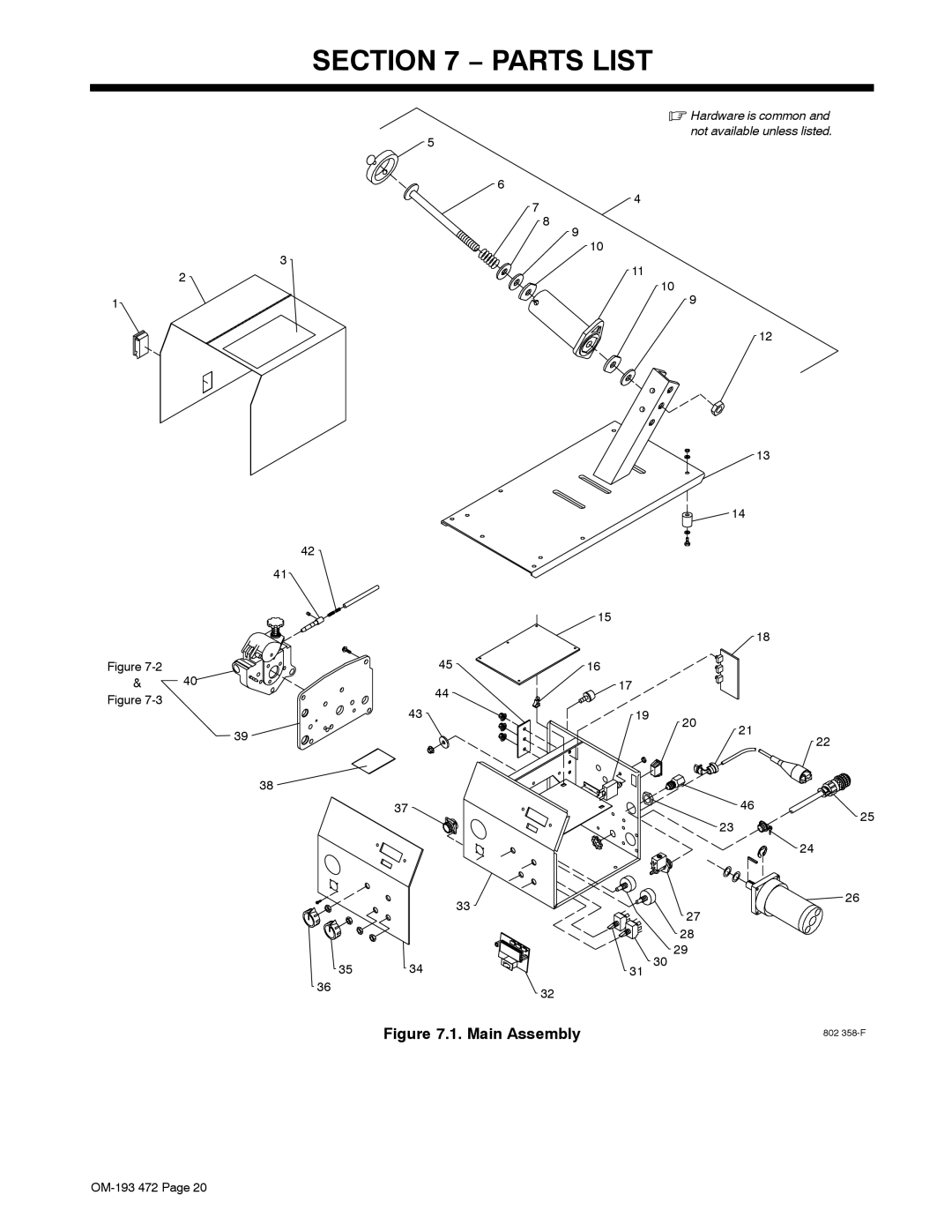 Miller Electric 24A, 22A manual Parts List, Main Assembly 