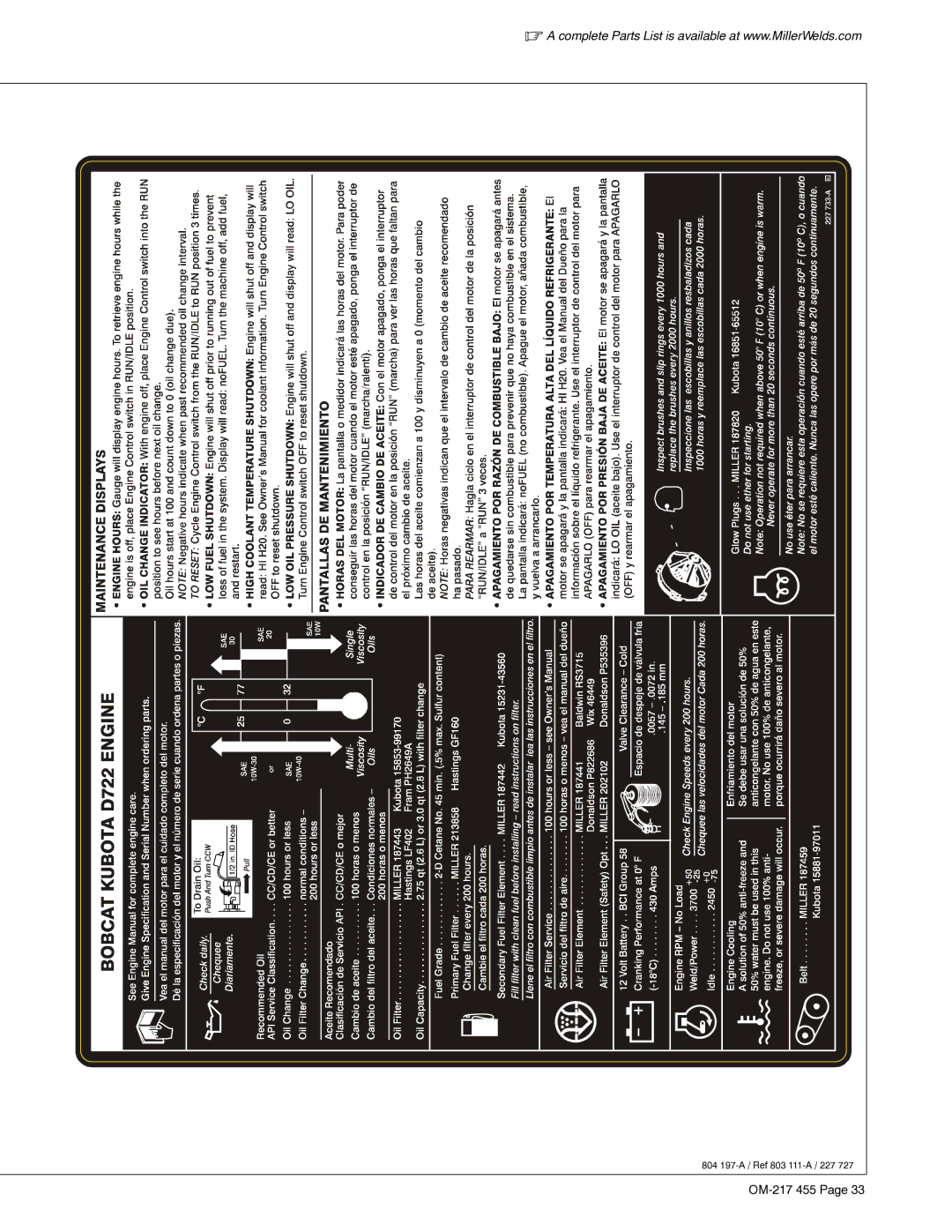 Miller Electric 250 manual 804 197-A / Ref 803 111-A / 227 