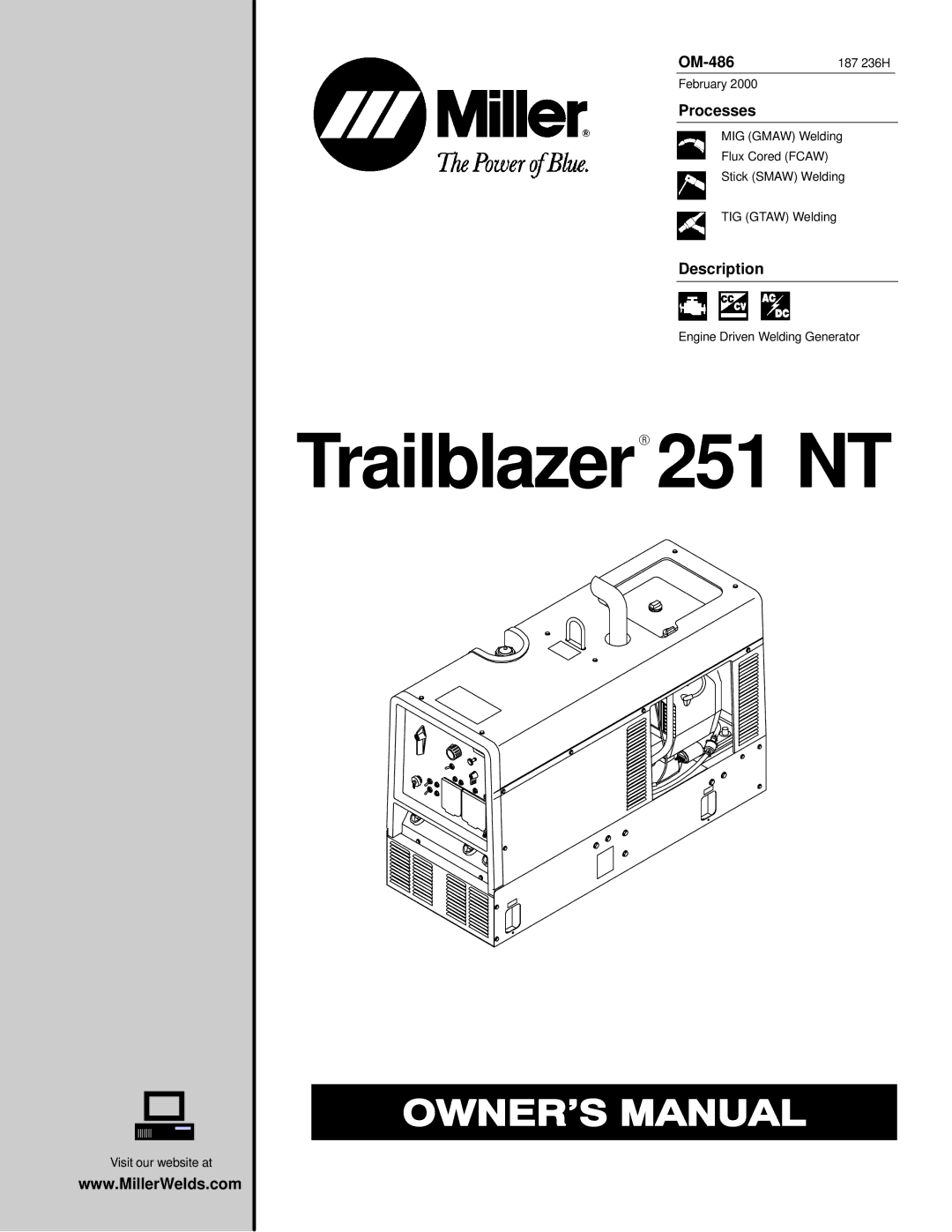 Miller Electric 251 NT manual OM-486, Processes, Description 