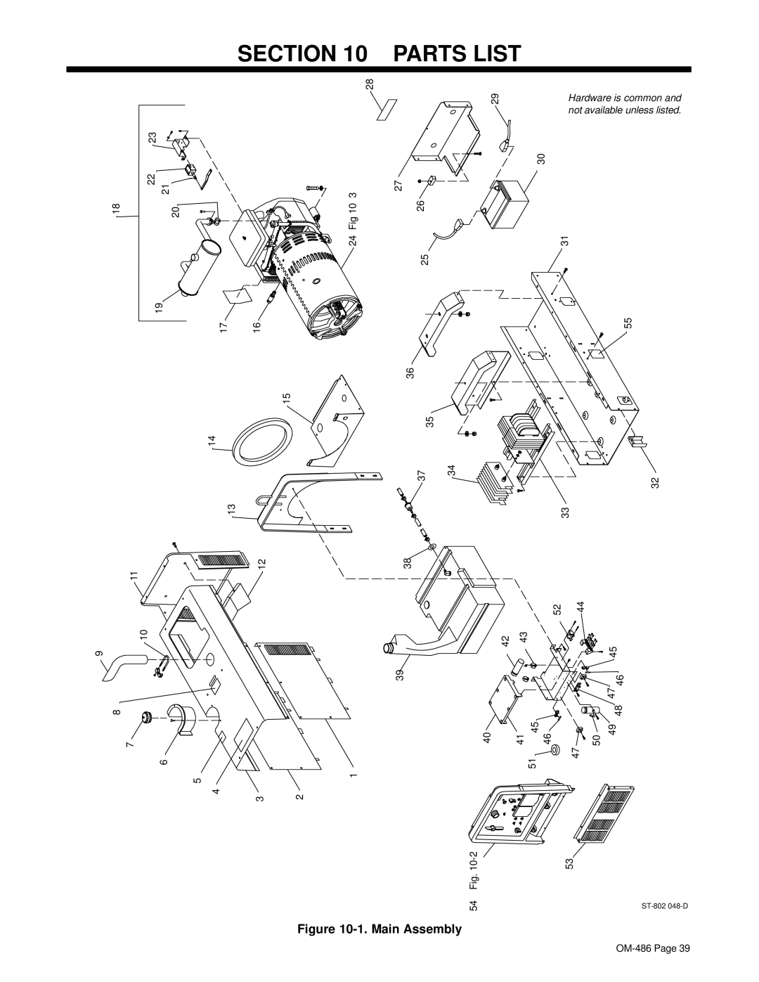 Miller Electric 251 NT manual Parts List, Main Assembly, 24-Fig 