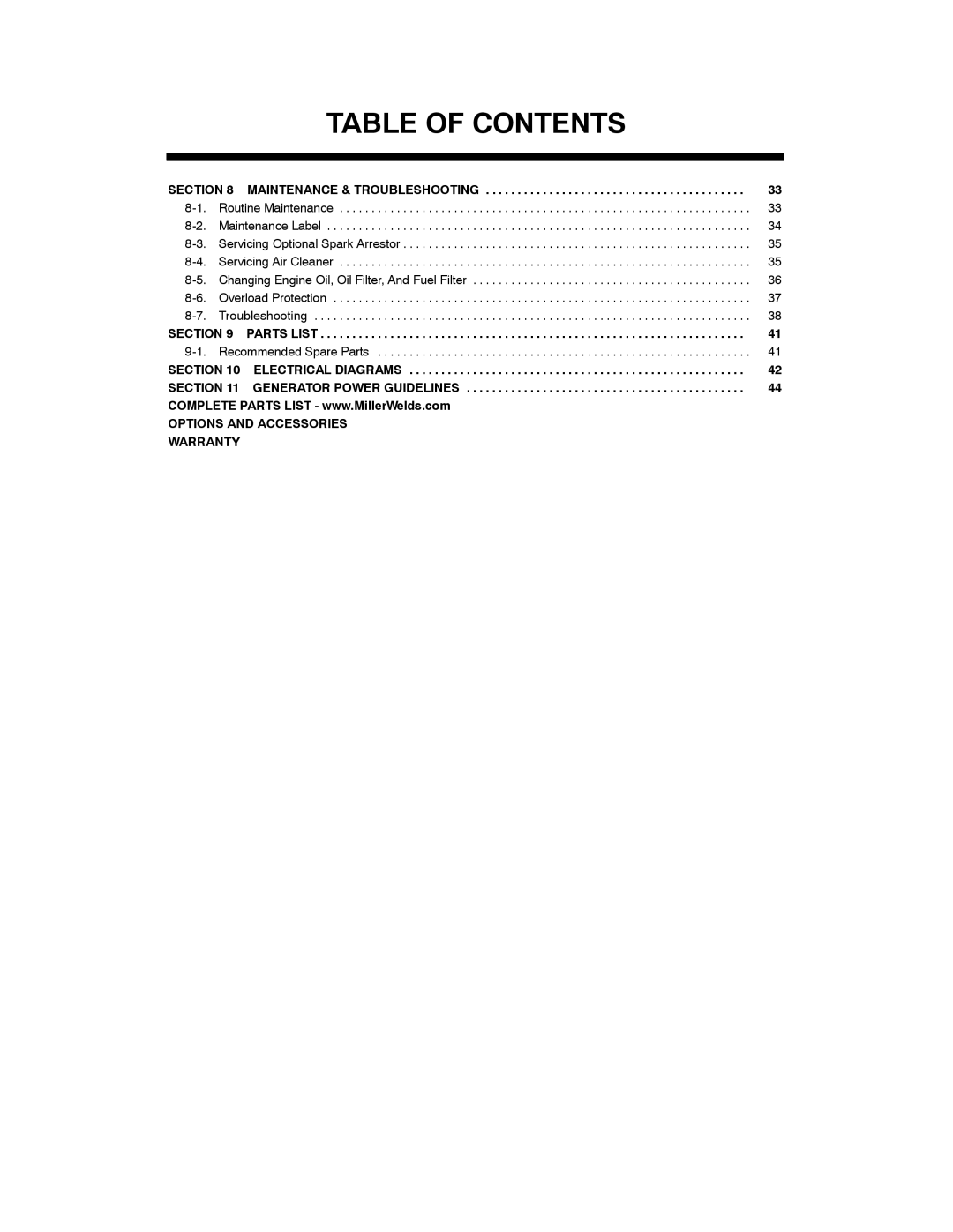 Miller Electric 280 NT manual Maintenance & Troubleshooting 