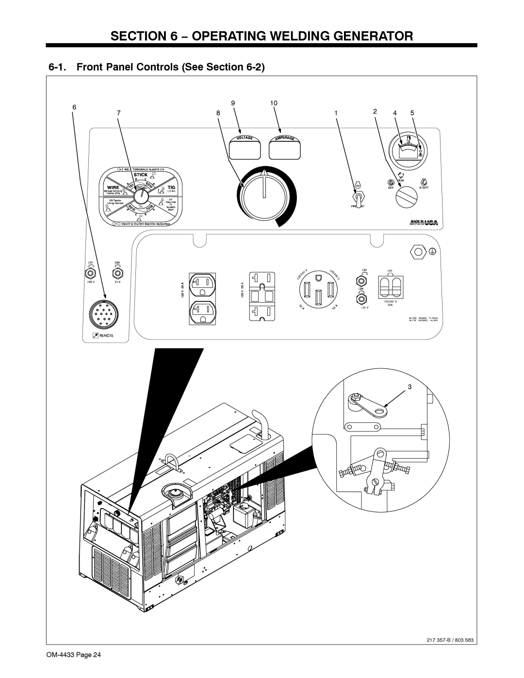 Miller Electric 300 P manual Operating Welding Generator, Front Panel Controls See Section 