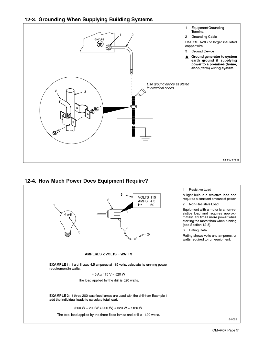 Miller Electric Trailblazer DC manual Grounding When Supplying Building Systems, How Much Power Does Equipment Require? 