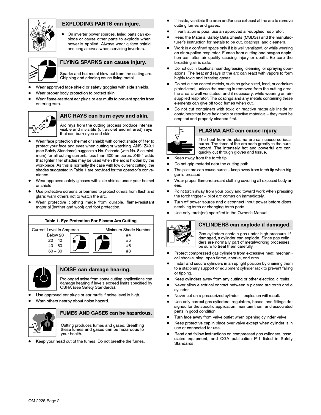 Miller Electric 3080, ICE-80CX Exploding Parts can injure, Flying Sparks can cause injury, ARC Rays can burn eyes and skin 