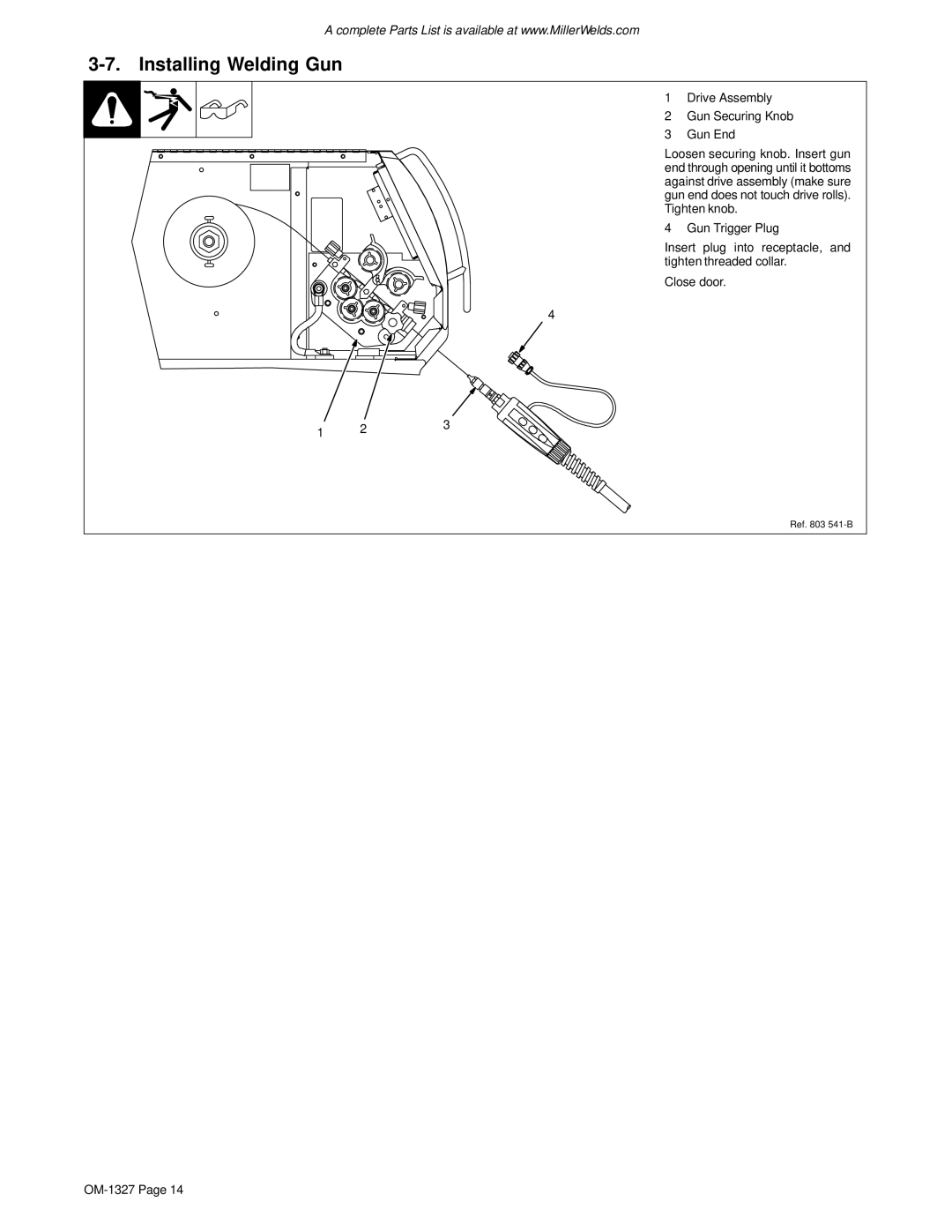 Miller Electric 350, 350P, Millermatic 350 manual Installing Welding Gun 