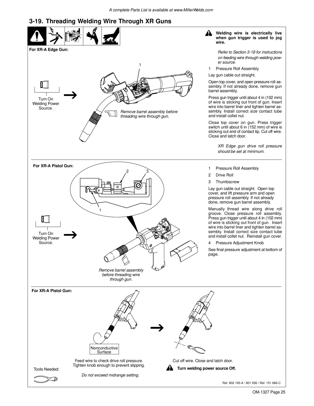 Miller Electric Millermatic 350 Threading Welding Wire Through XR Guns, For XR-A Pistol Gun, Turn welding power source Off 