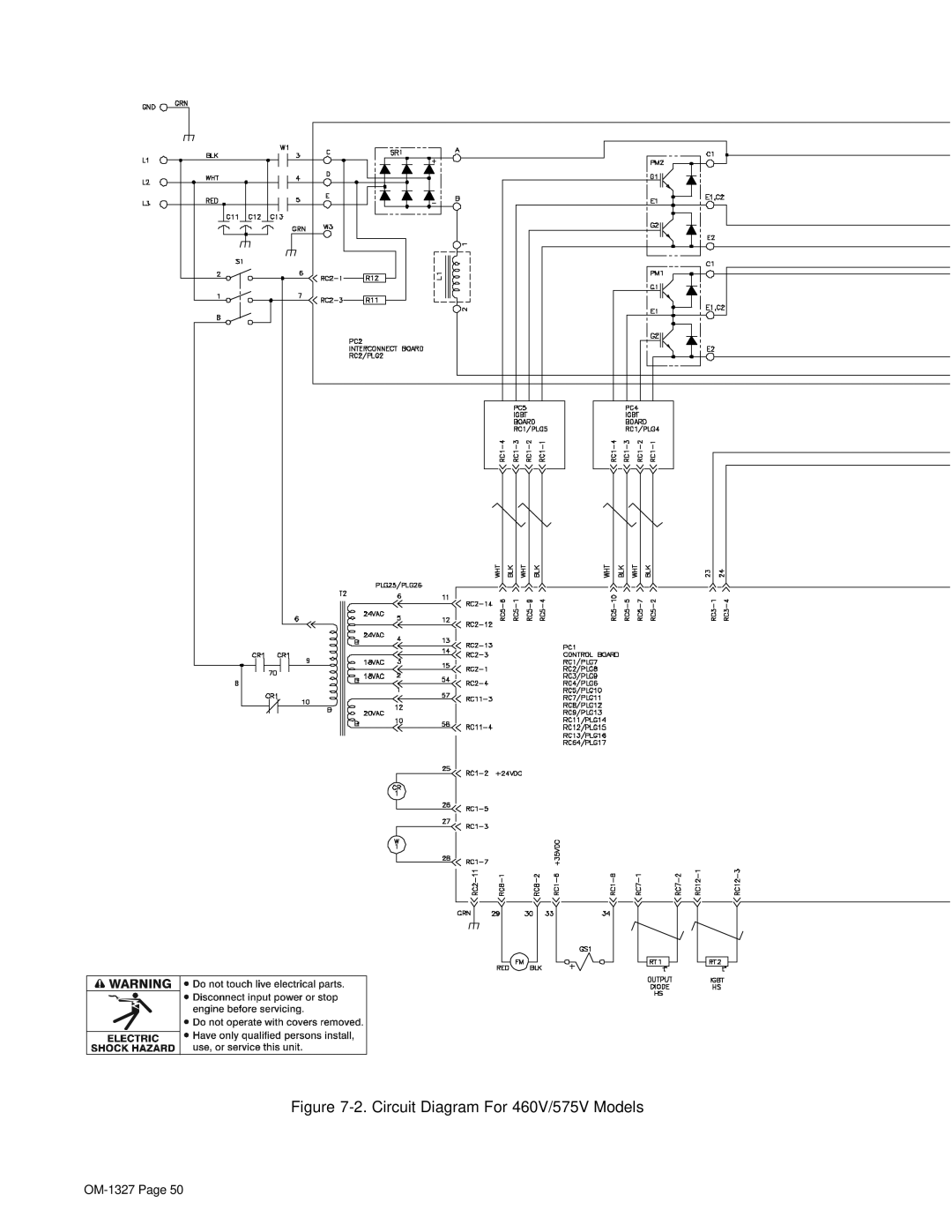 Miller Electric 350, 350P, Millermatic 350 manual Circuit Diagram For 460V/575V Models 