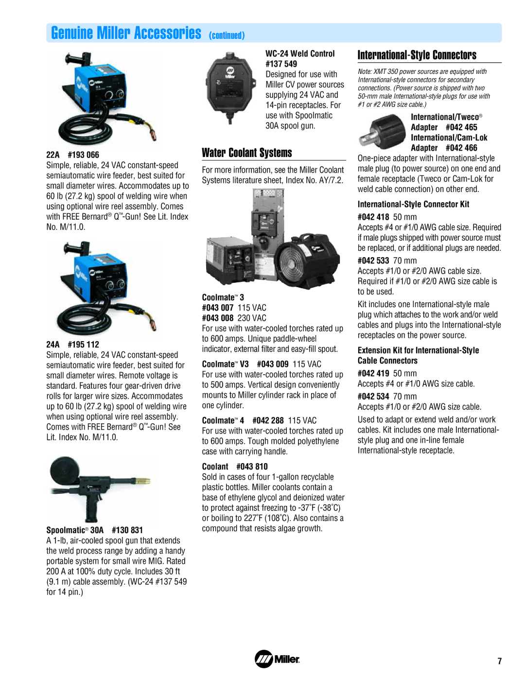 Miller Electric 350MPa manual Water Coolant Systems 