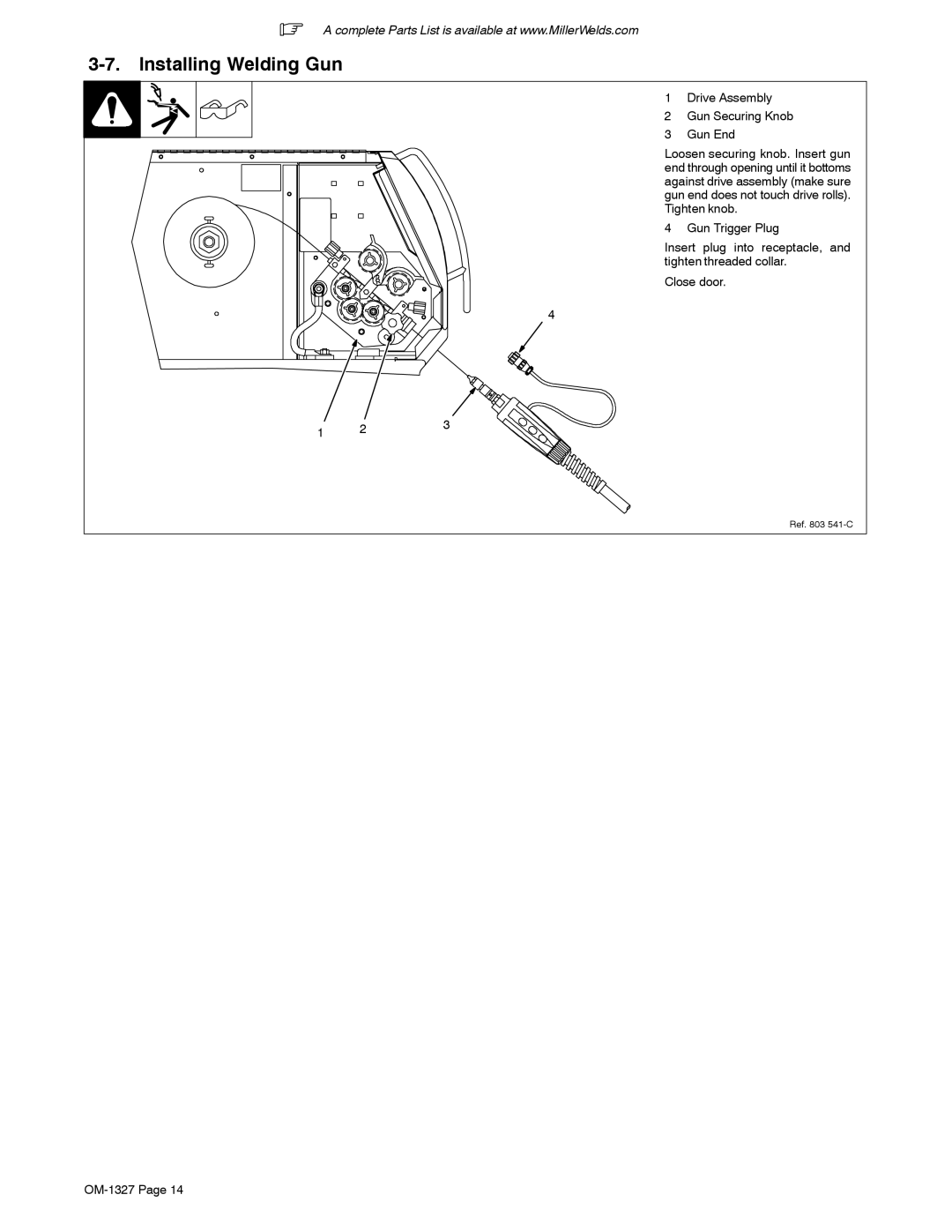 Miller Electric 350P manual Installing Welding Gun 