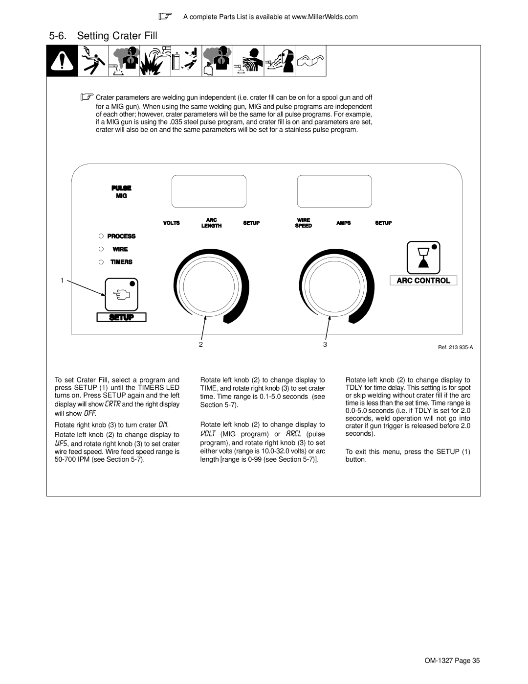 Miller Electric 350P manual Setting Crater Fill 