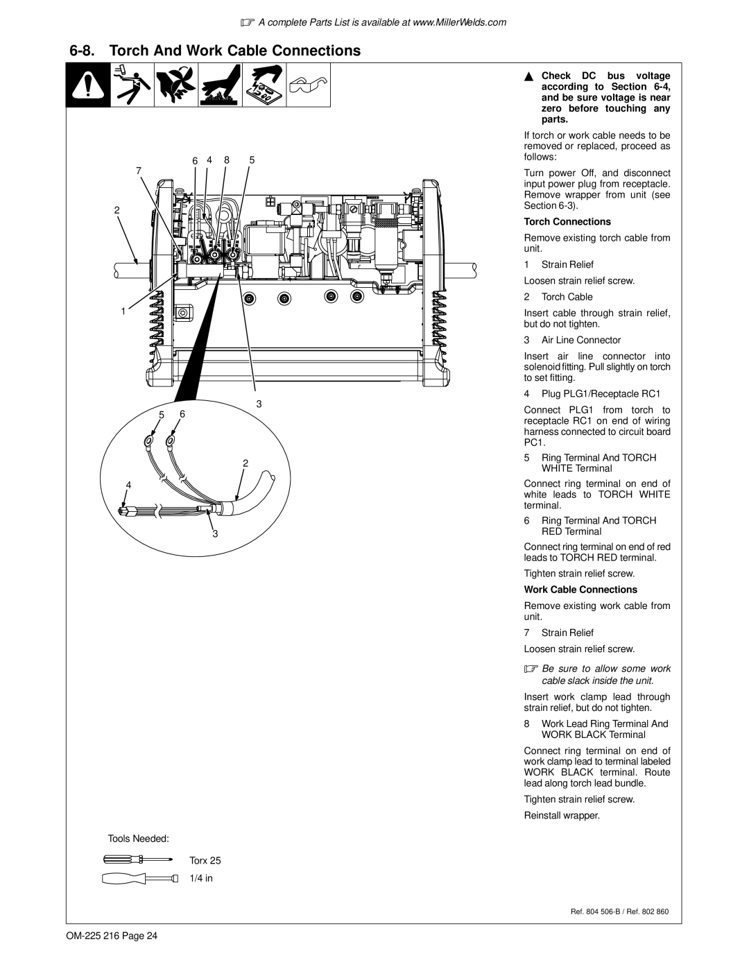 Miller Electric 375 X-TREME, ICE-27T manual Torch And Work Cable Connections, Torch Connections 