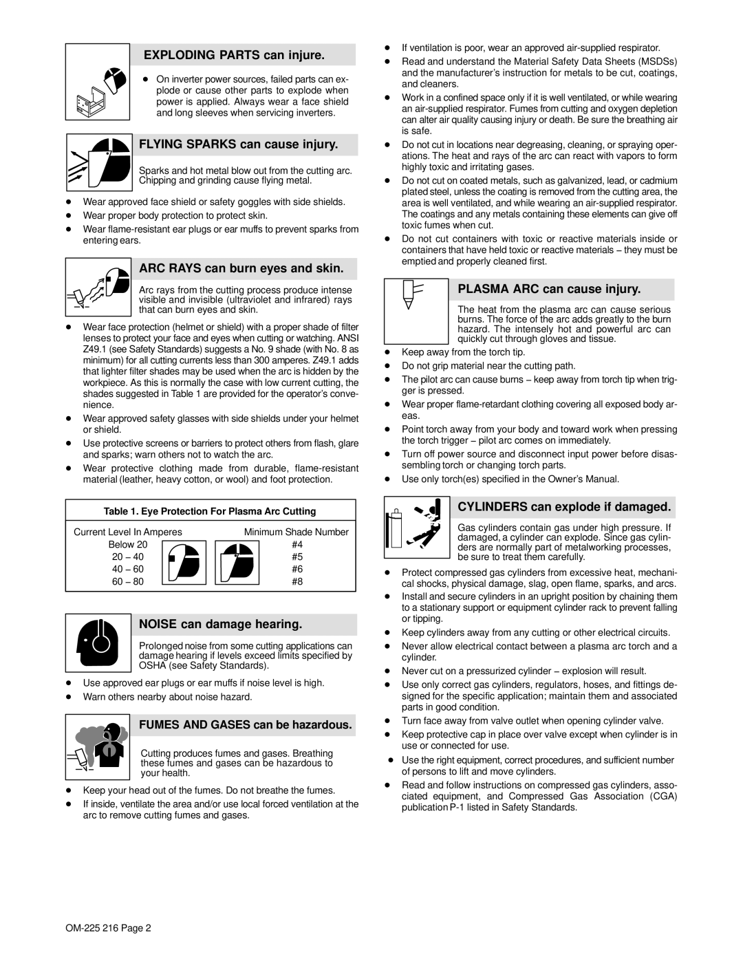 Miller Electric 375 X-TREME Exploding Parts can injure, Flying Sparks can cause injury, ARC Rays can burn eyes and skin 