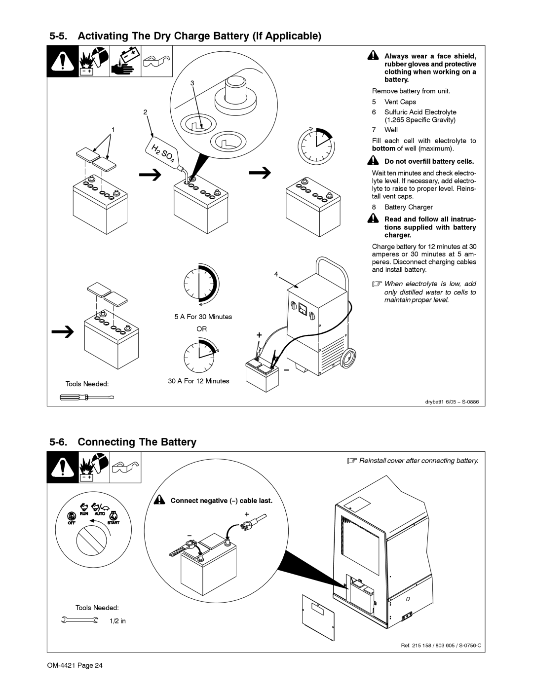 Miller Electric 400P, 500 X manual Activating The Dry Charge Battery If Applicable, Connecting The Battery 