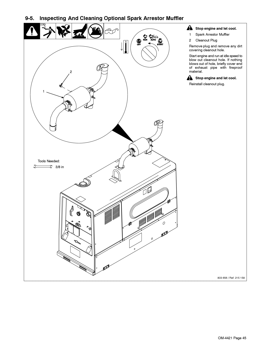 Miller Electric 400P, 500 X manual Inspecting And Cleaning Optional Spark Arrestor Muffler 