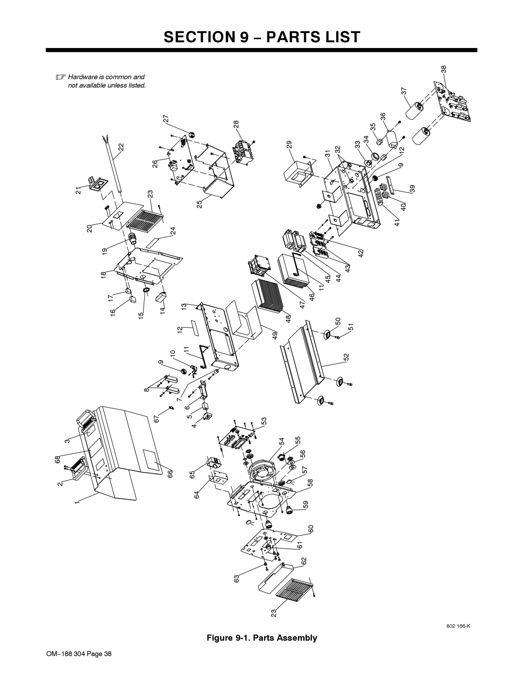 Miller Electric 575Volt, 460Volt, 230Volt manual Parts List, 59 57, OM−188 304 