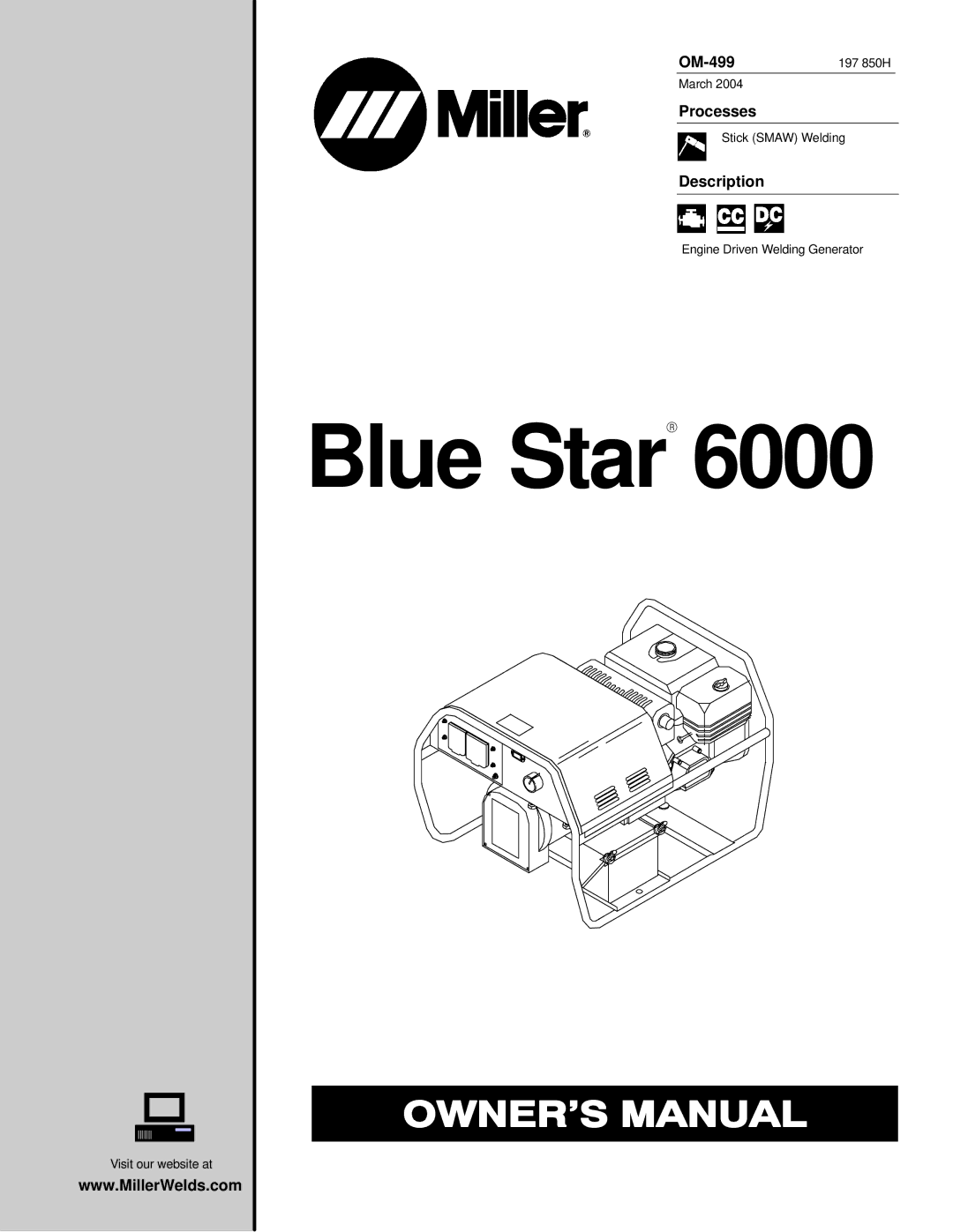 Miller Electric 6000 manual OM-499, Processes, Description 