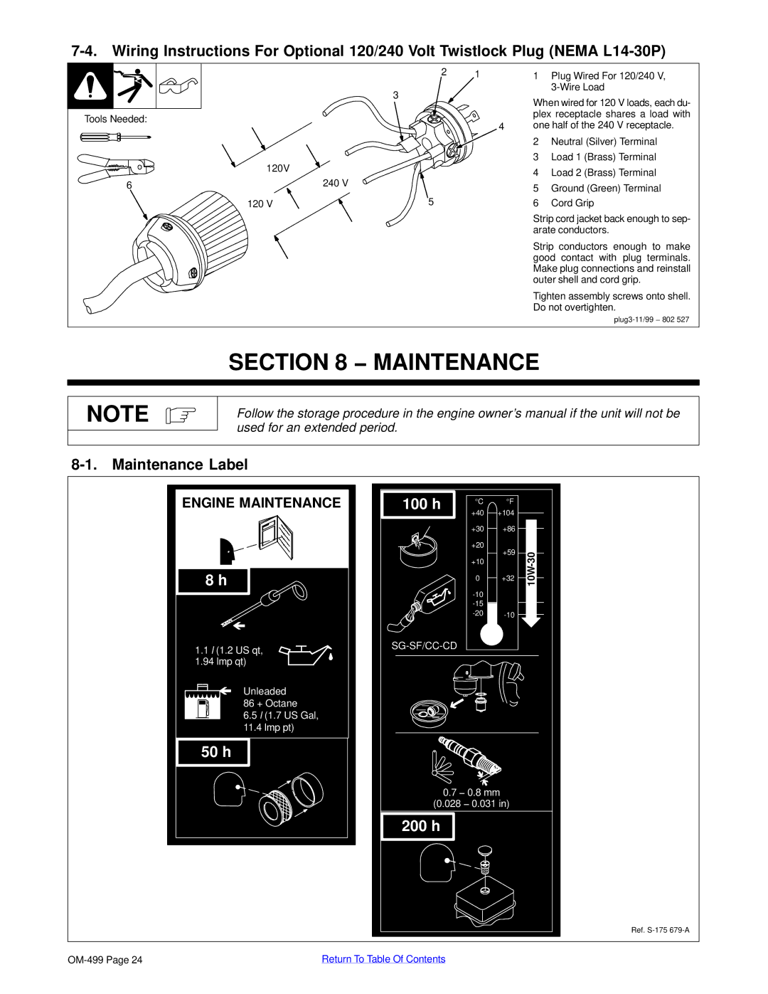 Miller Electric 6000 manual Maintenance Label 