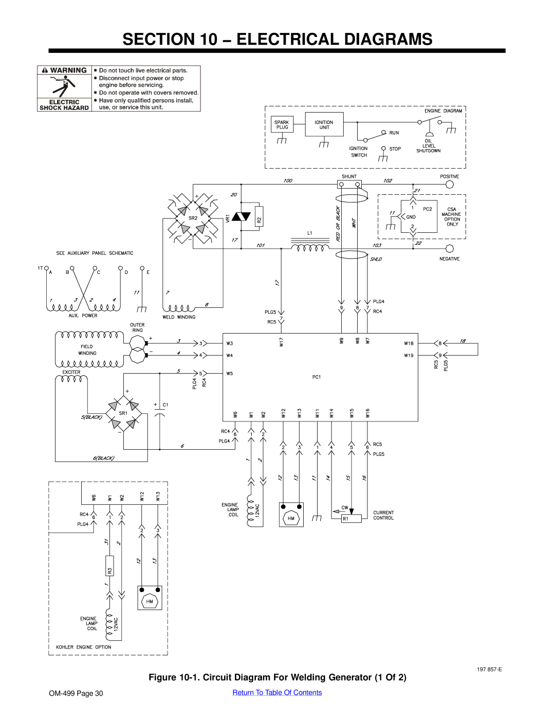 Miller Electric 6000 manual Electrical Diagrams, Circuit Diagram For Welding Generator 1 